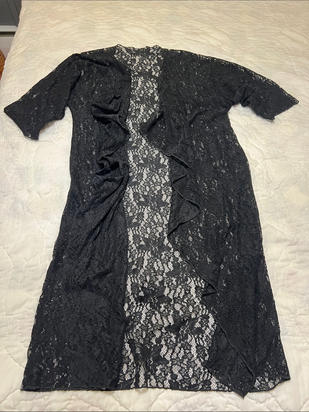 LuLaRoe Black Sheer Lace Duster Robe